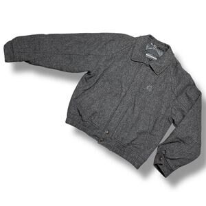 Vintage 80s Members Only Wool Bomber Jacket Gray Quilted Lined Sz 46 XL